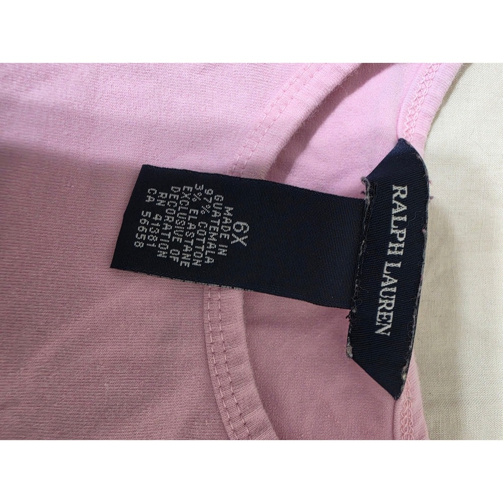 Ralph Lauren Girls Pink Short Sleeve Crewneck Pony Logo T-Shirt Size 6X - Picture 2 of 3